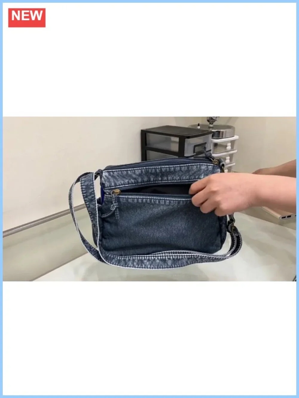 Women's Leather Denim Hobo Bag Crossbody Shoulder Tote Handbag Casual Purse